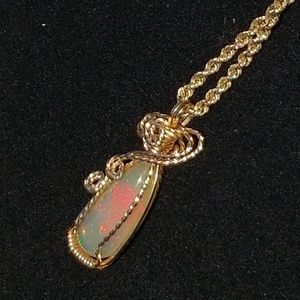 Custom crystal Ethiopian opal 10k necklace